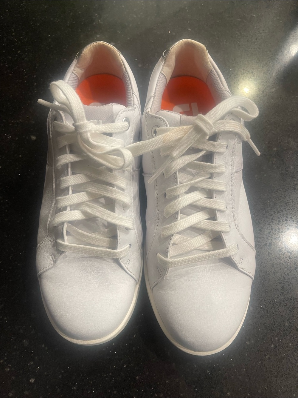 FootJoy White Leather Sneakers with Orange Insoles